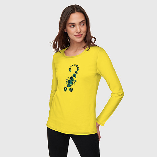 Женский лонгслив Скорпион в раскраске листья / Желтый – фото 3