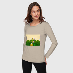 Лонгслив хлопковый женский Mario Coins, цвет: миндальный — фото 2