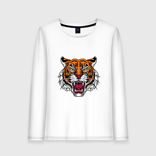 Женский лонгслив Style - Tiger / Белый – фото 1