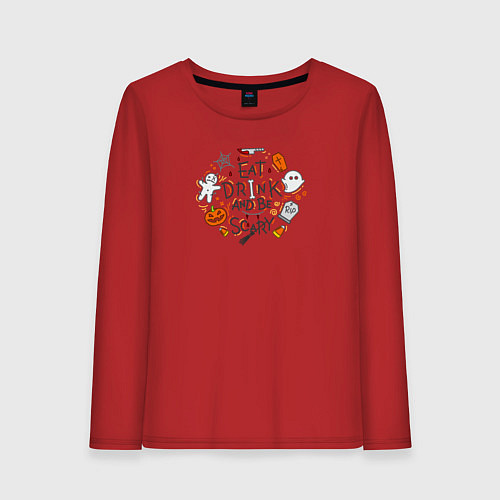 Женский лонгслив Eat drink and be scary mix / Красный – фото 1