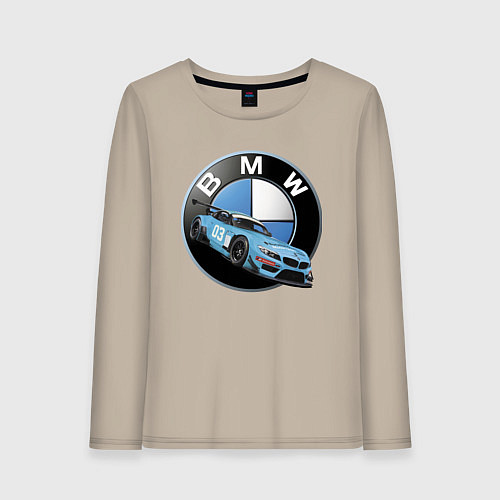 Женский лонгслив BMW самая престижная марка автомобиля / Миндальный – фото 1