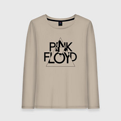 Лонгслив хлопковый женский PINK FLOYD LOGO ПИНК ФЛОЙД, цвет: миндальный
