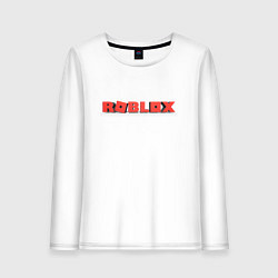 Лонгслив хлопковый женский Roblox logo red роблокс логотип красный, цвет: белый
