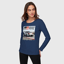 Лонгслив хлопковый женский Toyota Gazoo Racing - легендарная спортивная коман, цвет: тёмно-синий — фото 2