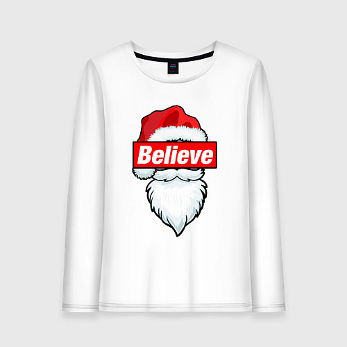 Женский лонгслив I Believe In Santa Я Верю В Санту / Белый – фото 1