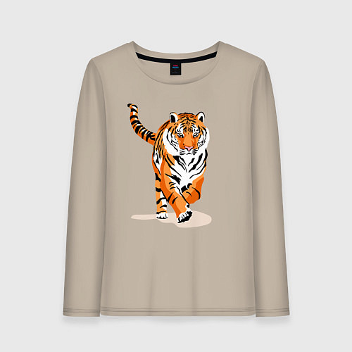 Женский лонгслив Властный хозяин джунглей / Миндальный – фото 1