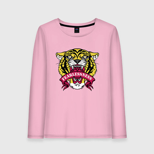 Женский лонгслив Бесстрашный гордый тигр / Светло-розовый – фото 1