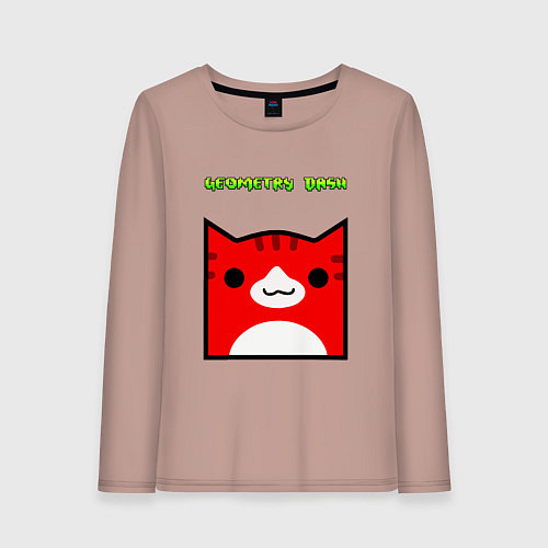 Женский лонгслив Geometry Dash: Cat Skin / Пыльно-розовый – фото 1
