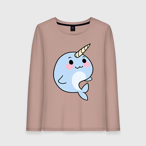 Женский лонгслив Миленький нарвал / Пыльно-розовый – фото 1