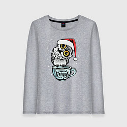 Лонгслив хлопковый женский X-mas Owl, цвет: меланж