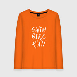 Лонгслив хлопковый женский SWIM BIKE RUN, цвет: оранжевый