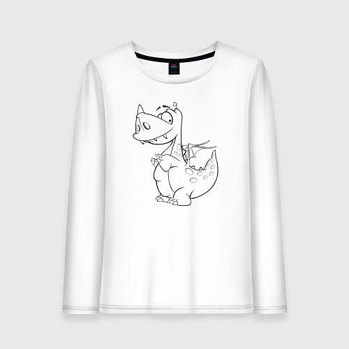 Женский лонгслив Дракоша игривый / Белый – фото 1