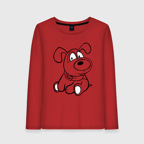 Женский лонгслив Щенок глазастый / Красный – фото 1