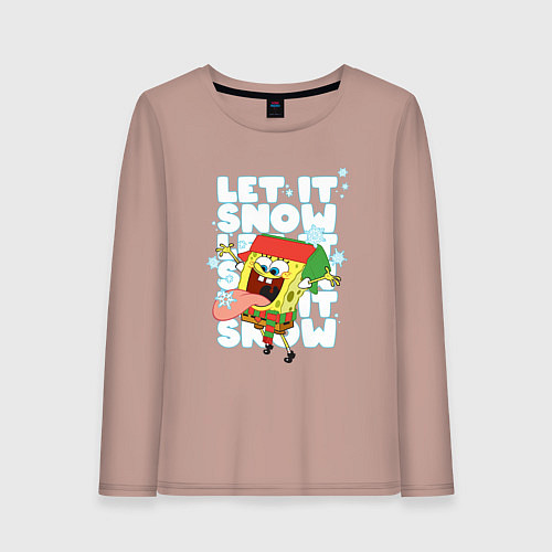 Женский лонгслив LET IT SNOW ГУБКА БОБ / Пыльно-розовый – фото 1