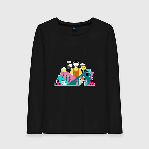 Женский лонгслив Игра в кальмара 2d / Черный – фото 1