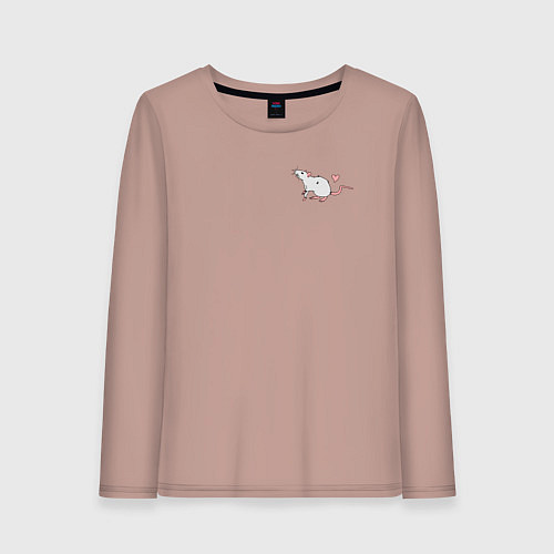 Женский лонгслив СЕРАЯ КРЫСА СЕРДЕЧКО / Пыльно-розовый – фото 1