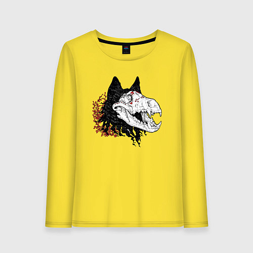 Женский лонгслив Fashionable avant-garde wolf / Желтый – фото 1