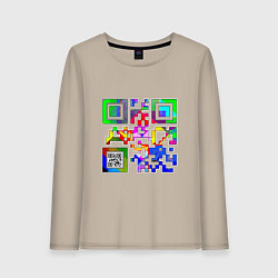 Лонгслив хлопковый женский Color QR, цвет: миндальный