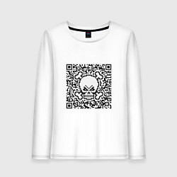 Лонгслив хлопковый женский QR Skull, цвет: белый