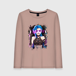 Лонгслив хлопковый женский JINX SHOOT ARCANE LOL, цвет: пыльно-розовый