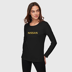Лонгслив хлопковый женский Авто NISSAN золотой, цвет: черный — фото 2