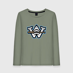 Лонгслив хлопковый женский Wilmington sharks - baseball team, цвет: авокадо