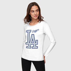 Лонгслив хлопковый женский Los Angeles Dodgers - baseball team, цвет: белый — фото 2