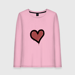 Лонгслив хлопковый женский Граффити Сердце, цвет: светло-розовый