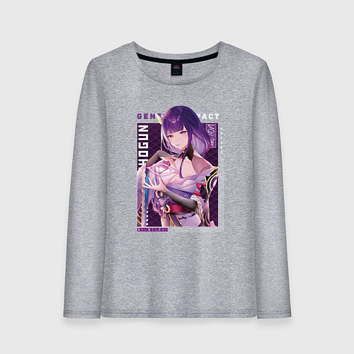 Женский лонгслив Райдэн Shogun Raiden с надписями Genshin Impact / Меланж – фото 1