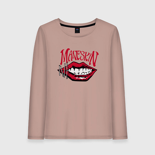 Женский лонгслив MANESKIN LEAP ГУБЫ РОК ГРУППА / Пыльно-розовый – фото 1
