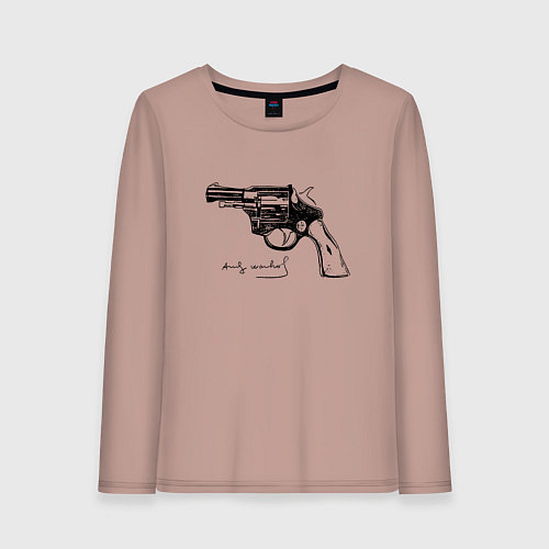 Женский лонгслив Andy Warhol revolver sketch / Пыльно-розовый – фото 1