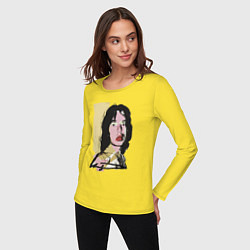 Лонгслив хлопковый женский Andy Warhol - Mick Jagger pop art, цвет: желтый — фото 2