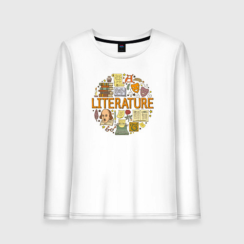 Женский лонгслив Литература! / Белый – фото 1