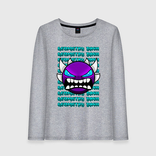 Женский лонгслив GEOMETRY DASH ФИОЛЕТОВЫЙ ДЕМОН ГЕОМЕТРИЯ / Меланж – фото 1