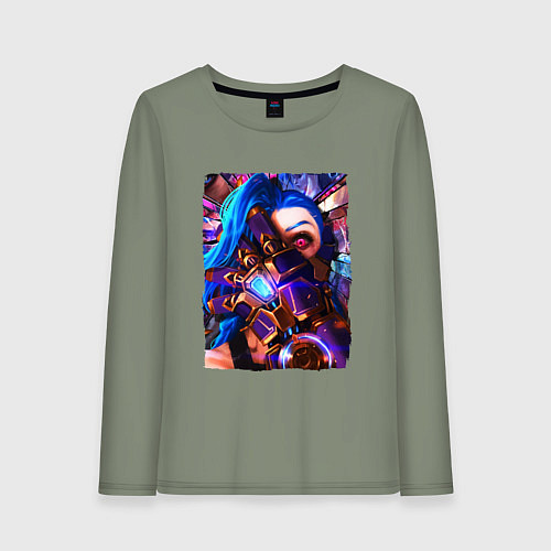 Женский лонгслив ARCANE LOL JINX FACE LEAGUE OF LEGENDS / Авокадо – фото 1
