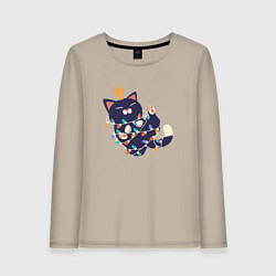 Женский лонгслив Елка новыйгод кот