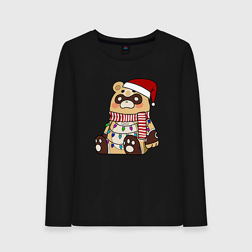 Женский лонгслив ГОБА БОГ ОЧАГА НОВОГОДНИЙ / Черный – фото 1