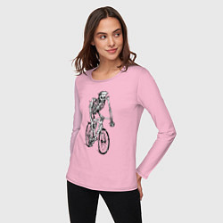 Лонгслив хлопковый женский Crazy Rider, цвет: светло-розовый — фото 2
