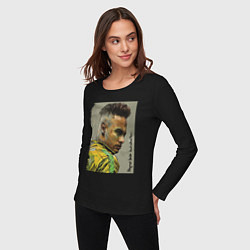 Лонгслив хлопковый женский Neymar Junior - Brazil national team, цвет: черный — фото 2
