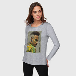 Лонгслив хлопковый женский Neymar Junior - Brazil national team, цвет: меланж — фото 2