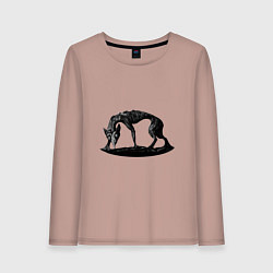 Лонгслив хлопковый женский Вязкая собака, цвет: пыльно-розовый