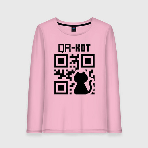 Женский лонгслив QR КОТ КОТЕНОК / Светло-розовый – фото 1