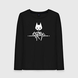 Лонгслив хлопковый женский Stray: White Logo, цвет: черный