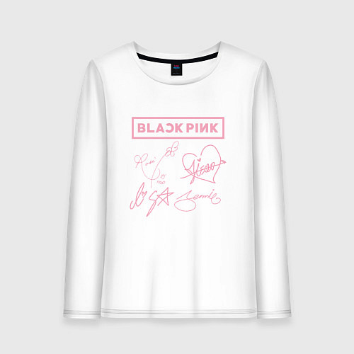 Женский лонгслив BLACKPINK АВТОГРАФЫ БЛЭКПИНК / Белый – фото 1