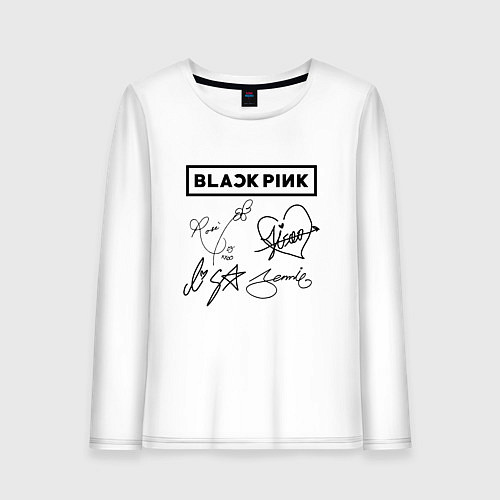 Женский лонгслив BLACKPINK АВТОГРАФЫ ЧЁРНЫЙ БЛЭКПИНК / Белый – фото 1