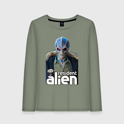 Лонгслив хлопковый женский Resident alien, цвет: авокадо