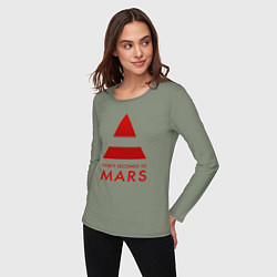 Лонгслив хлопковый женский 30 Seconds to Mars - Рок, цвет: авокадо — фото 2