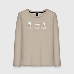 Лонгслив хлопковый женский Ешь Спи Боксируй, цвет: миндальный