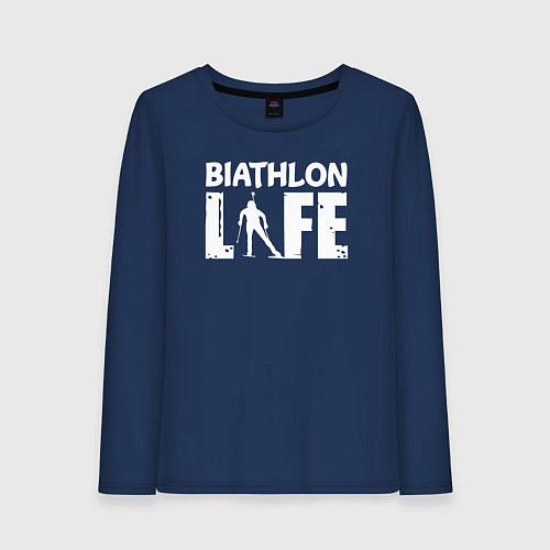 Женский лонгслив Биатлон ЖИЗНЬ / Тёмно-синий – фото 1
