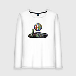 Лонгслив хлопковый женский Alfa Romeo - Racing, цвет: белый